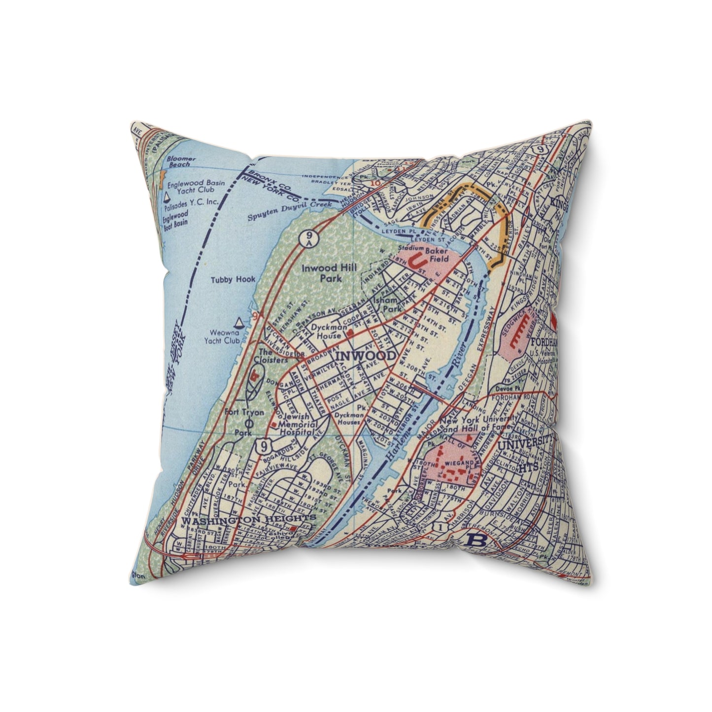 Inwood New York vintage map pillow