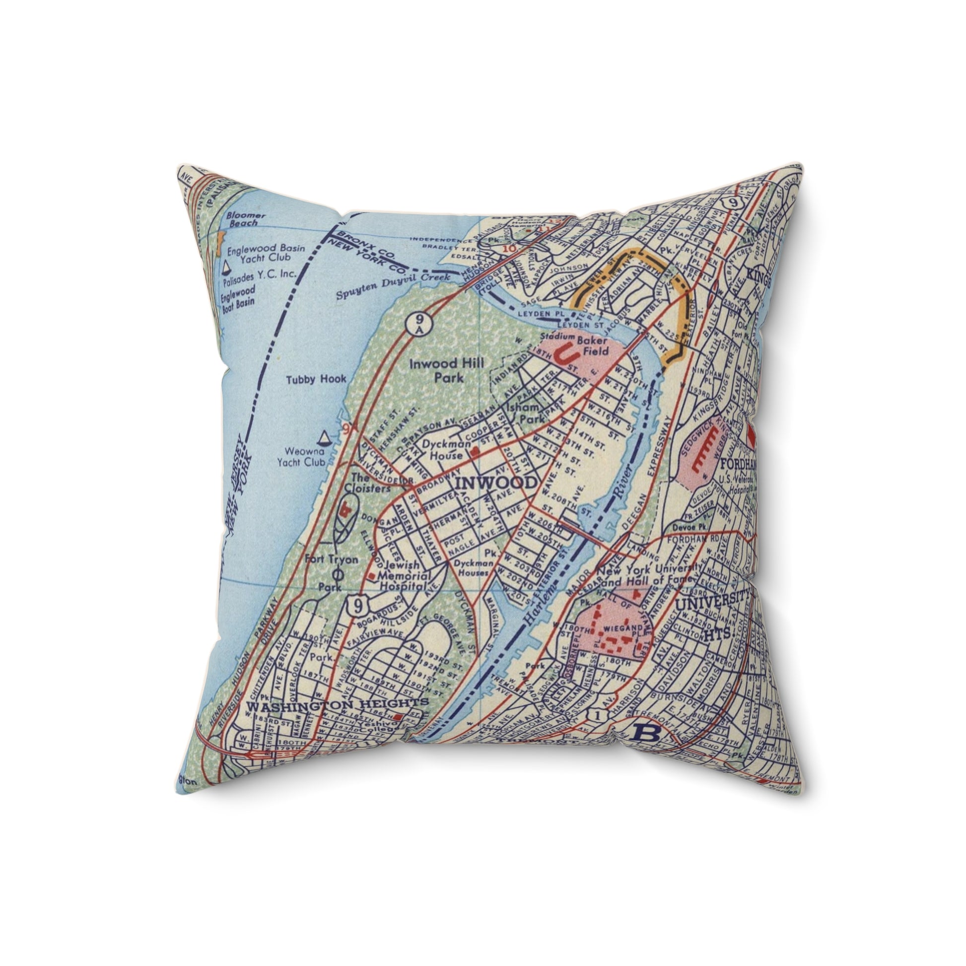 Inwood New York vintage map pillow