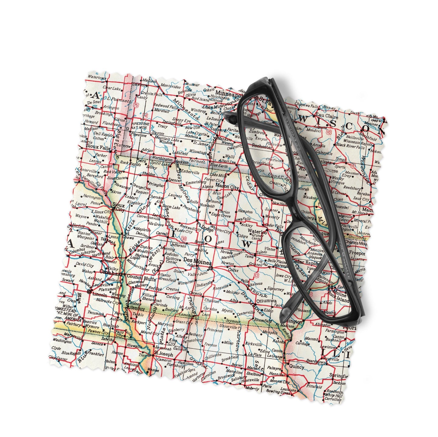 Iowa Map Lens Cloth | Iowa Microfiber Glasses Cleaner | Travel Gift