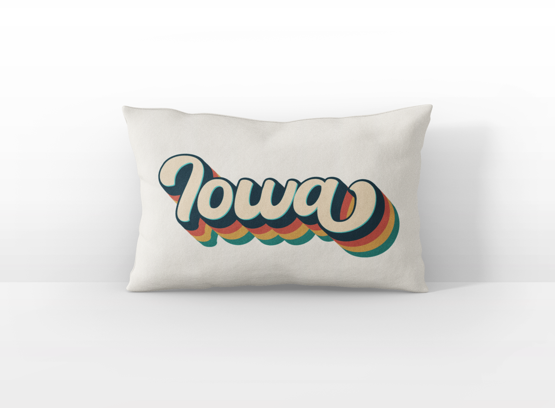 Iowa retro text lumbar pillow