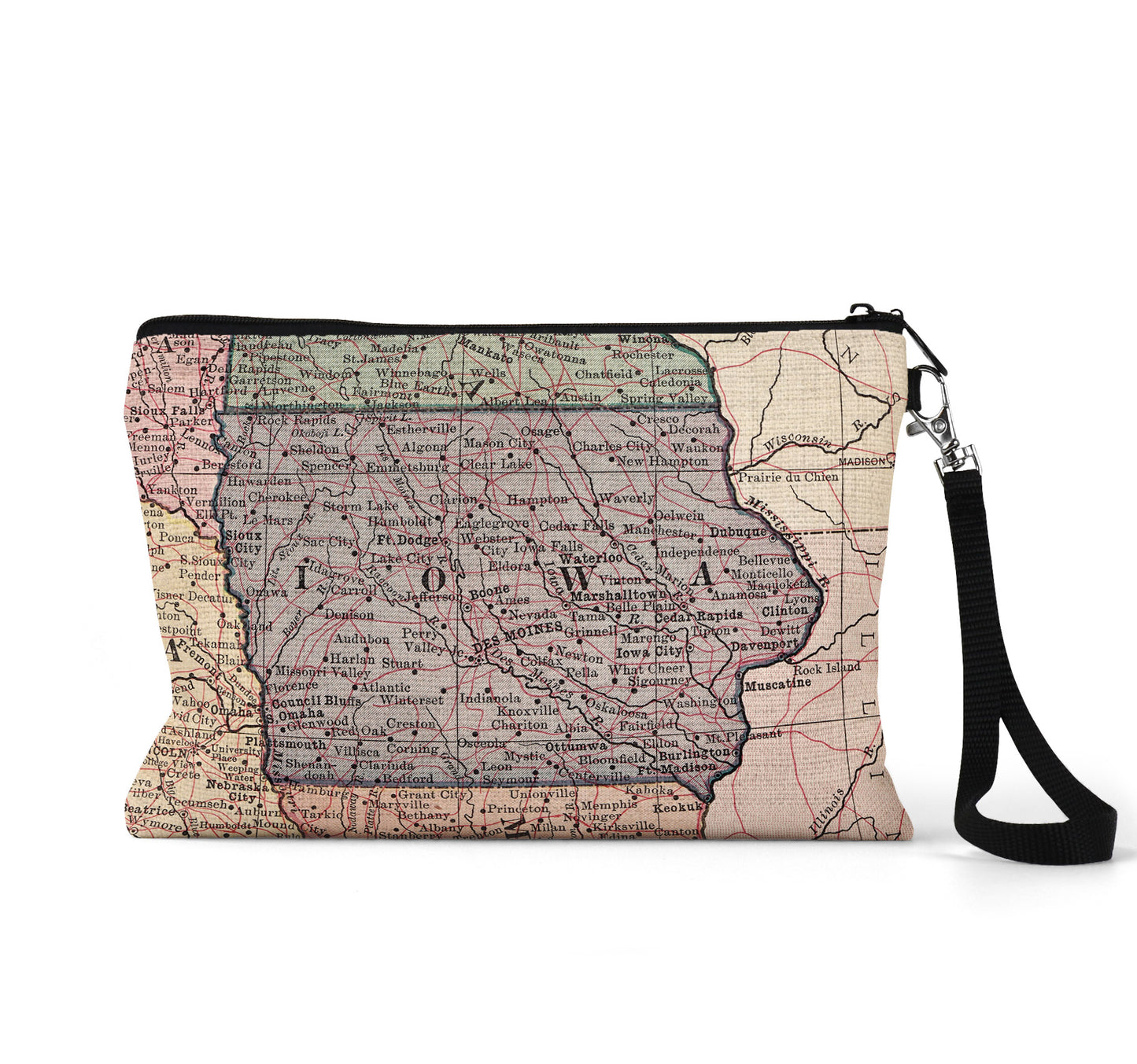 Japan map wristlet travel pouch