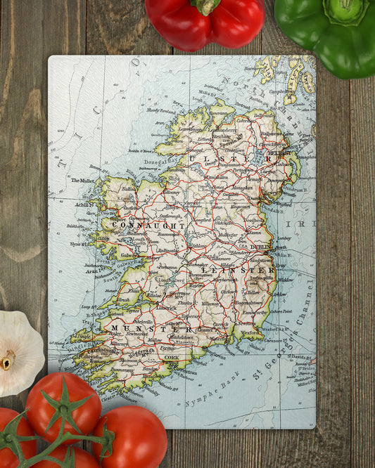 Ireland Map Cutting Board | Vintage Ireland Kitchen Decor | Functional Art Serving Board