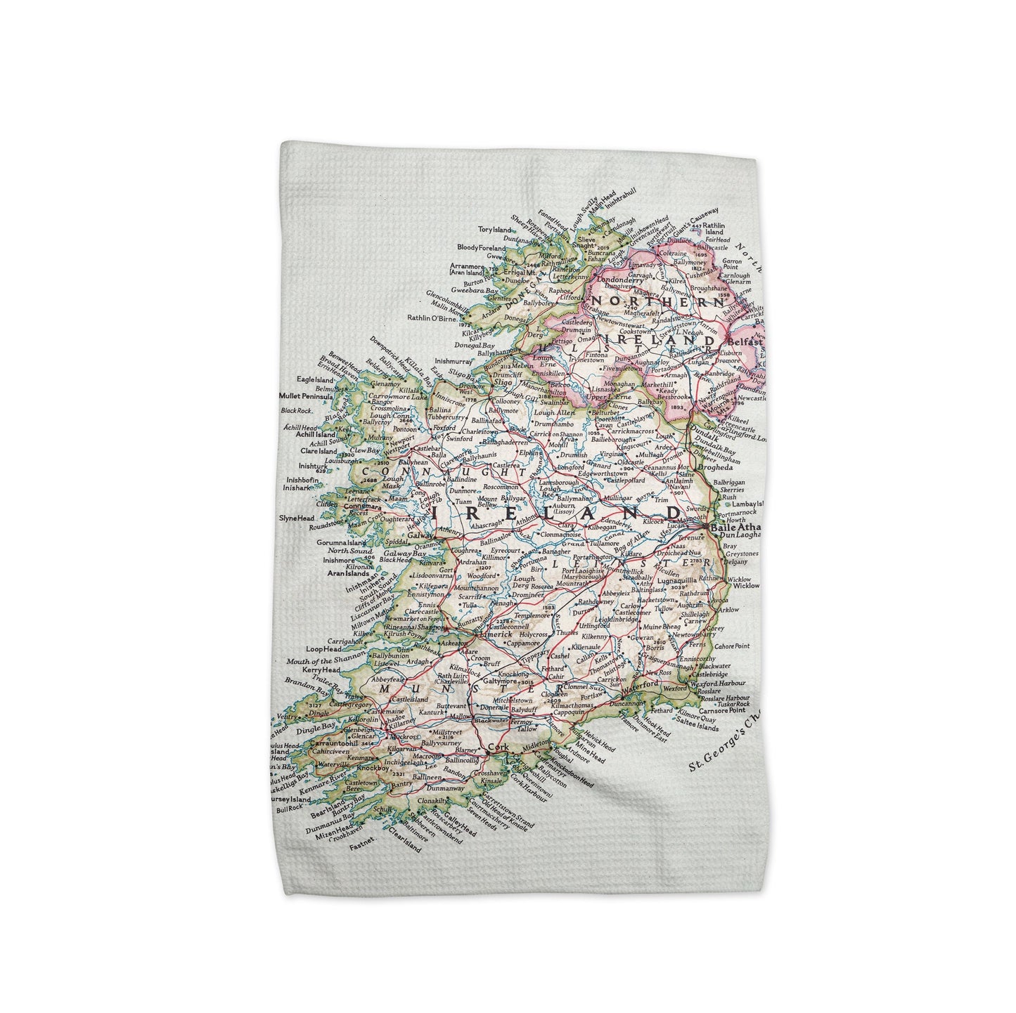 Ireland Map Tea Towel | Waffle-Weave Kitchen Towel Gift