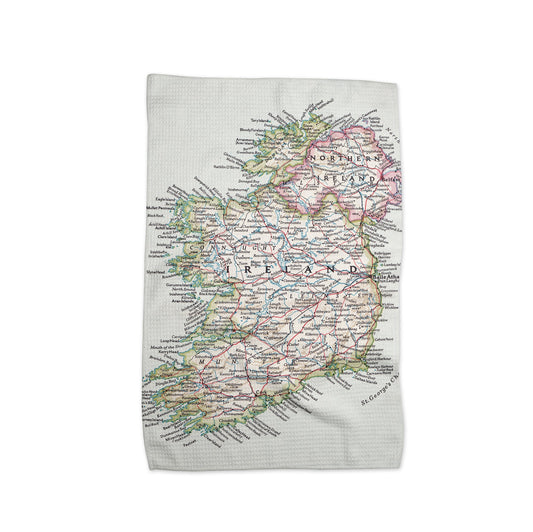 Ireland Map Tea Towel | Waffle-Weave Kitchen Towel Gift