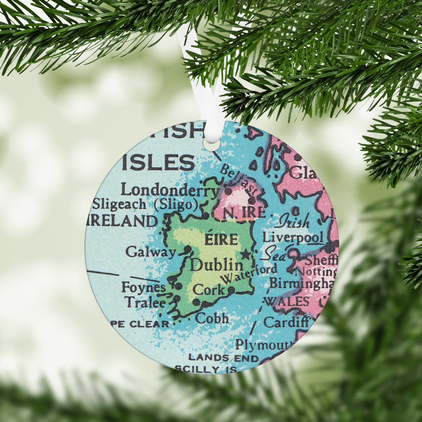 Ireland Vintage Map Ornament
