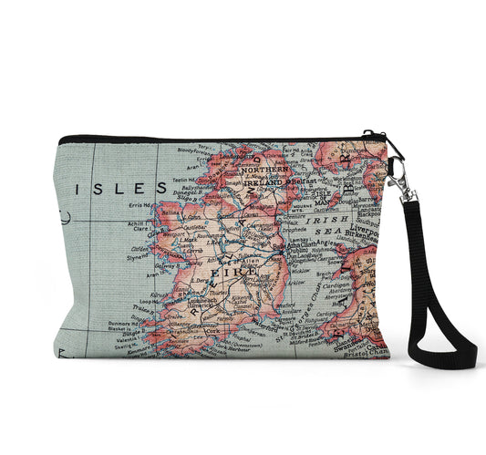 Ireland map wristlet travel pouch