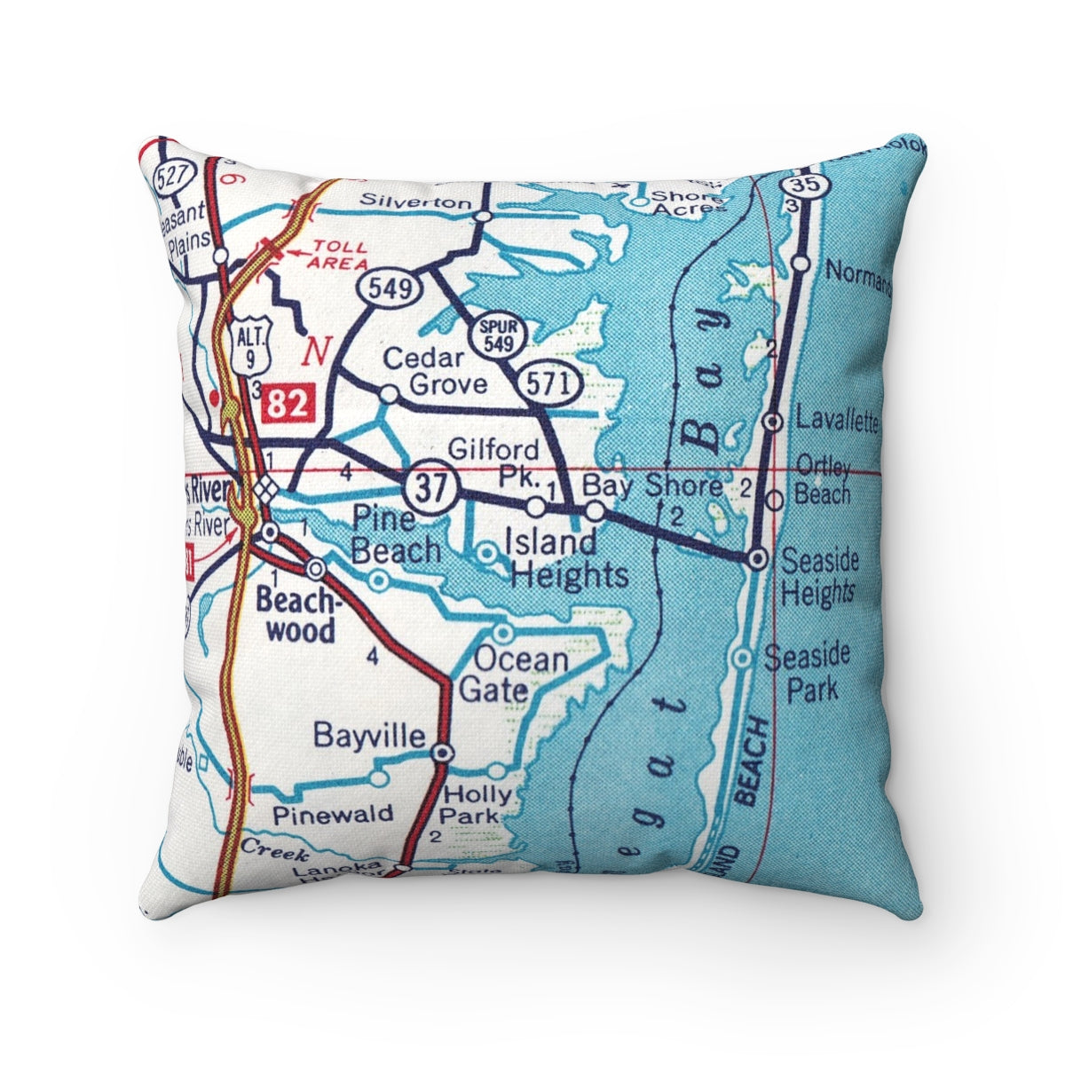 Islands Heights New Jersey vintage map pillow