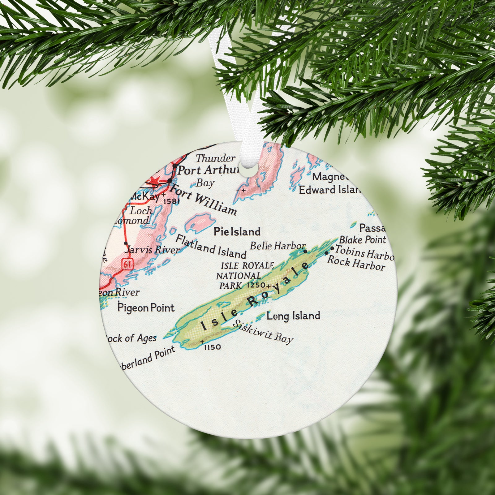 Isle Royale National Park Vintage Map Ornament