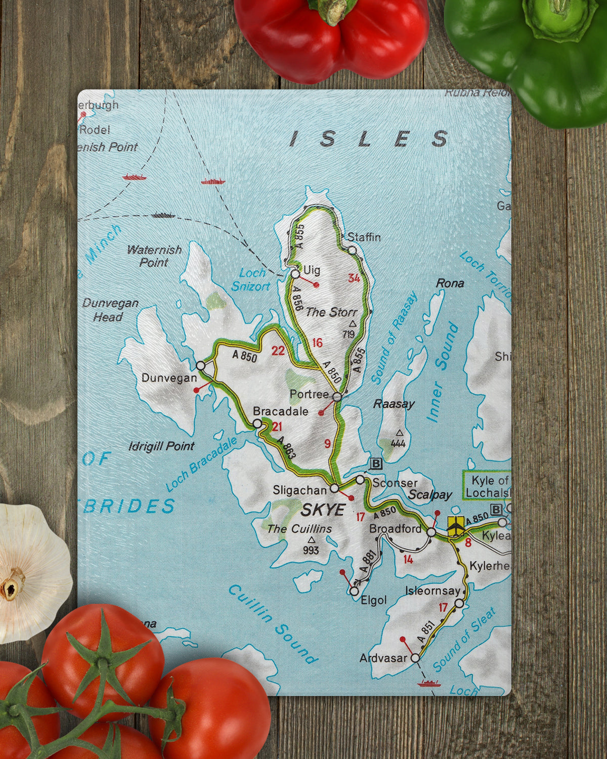 Isle of Skye Scotland vintage map glass cutting board