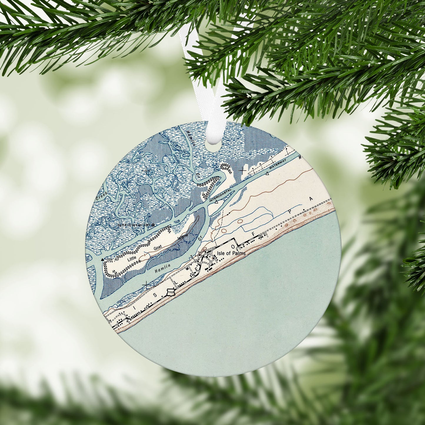 Isle of Palms South Carolina Vintage Map Ornament