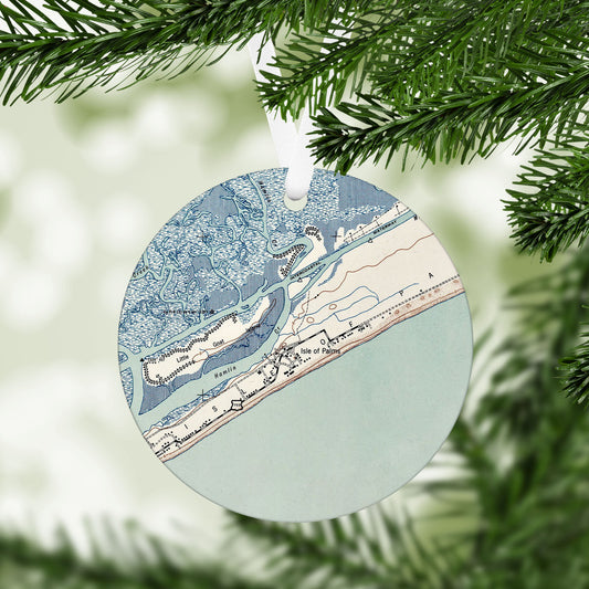Isle of Palms South Carolina Vintage Map Ornament