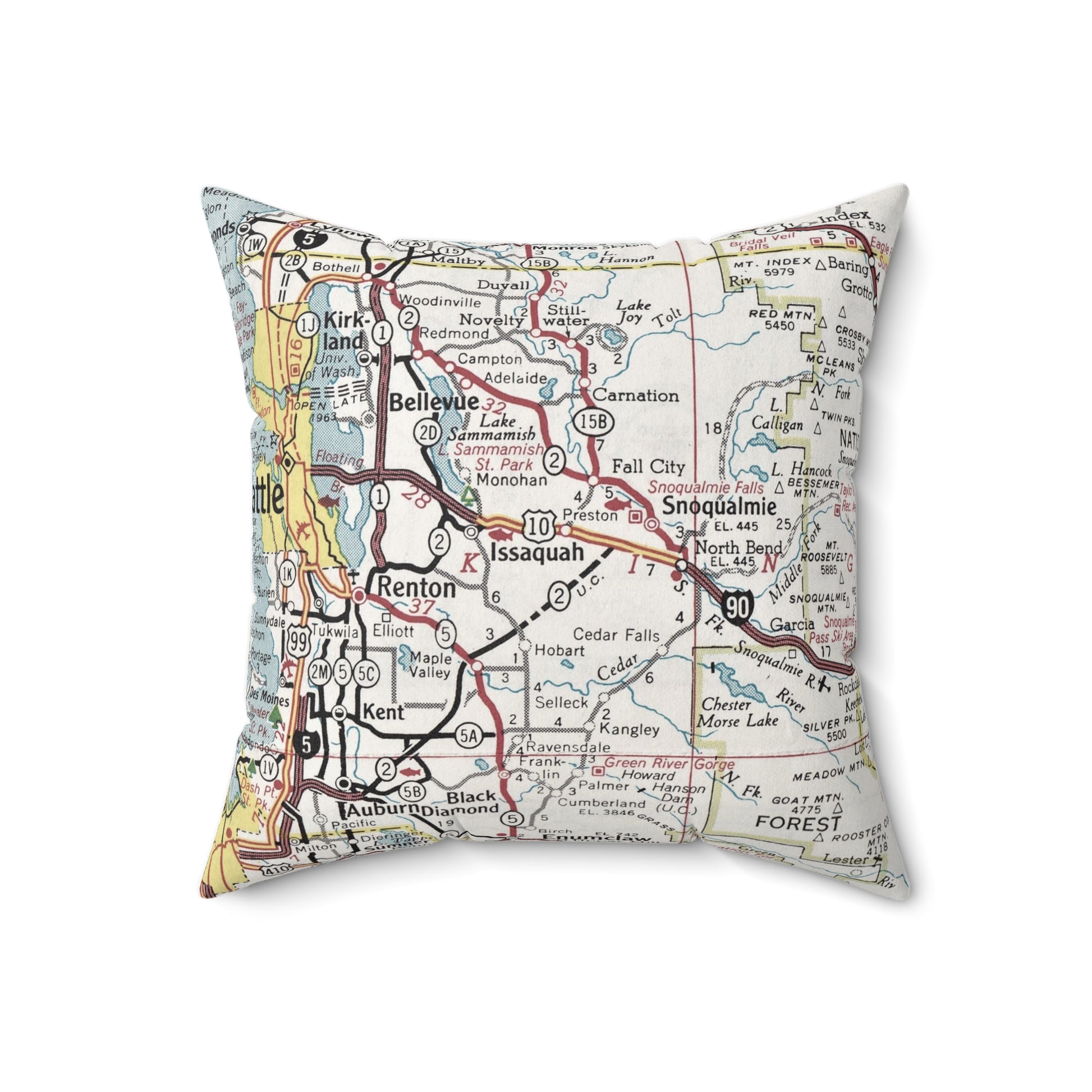 Issaquah Washington vintage map pillow