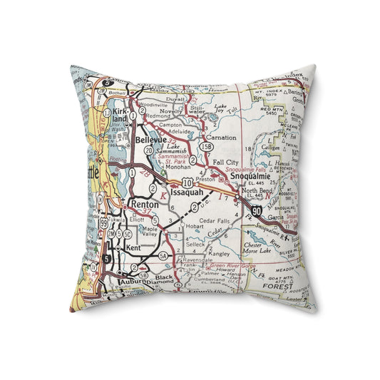 Issaquah Washington vintage map pillow