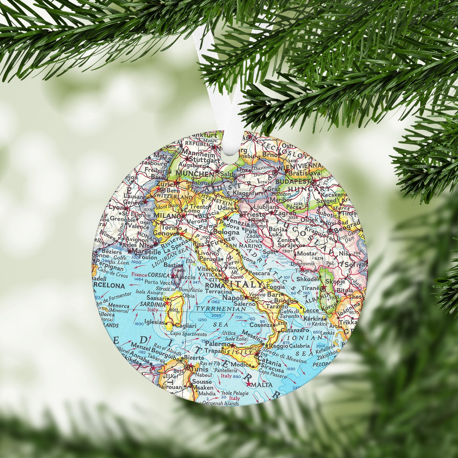 Italy Vintage Map Ornament
