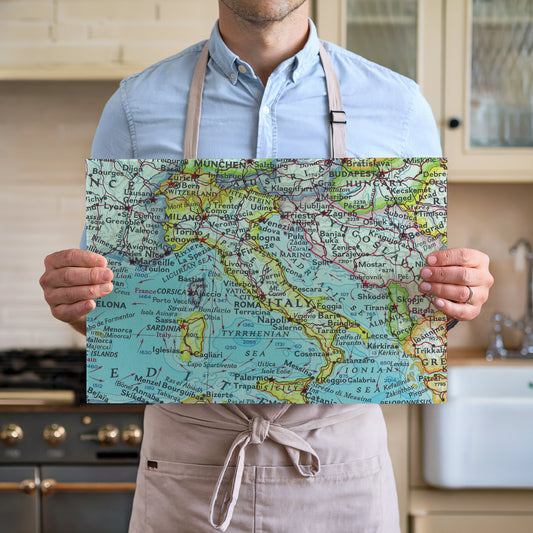 Italy vintage map glass cutting board