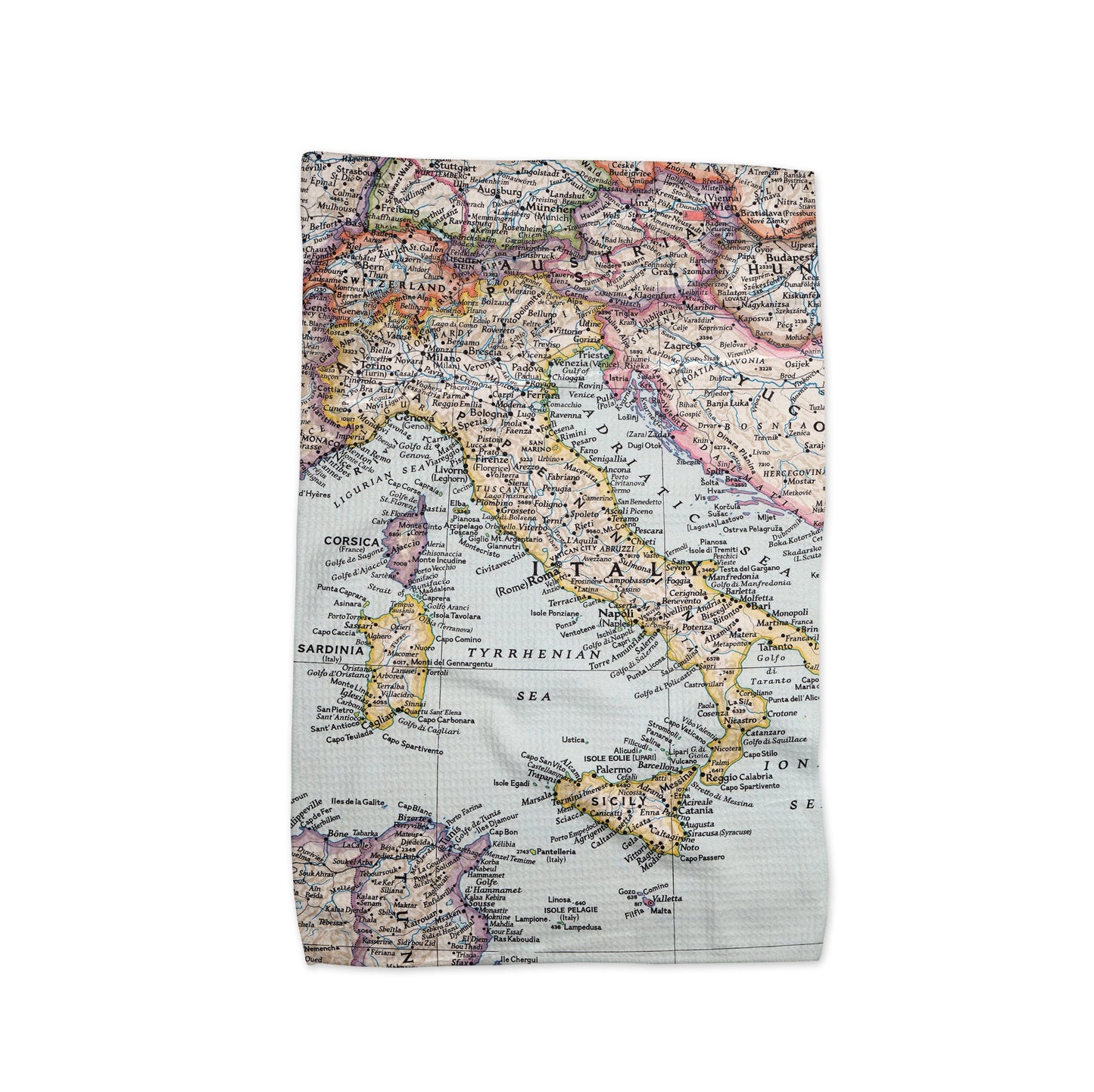 Italy Map Tea Towel | Waffle-Weave Kitchen Towel Gift