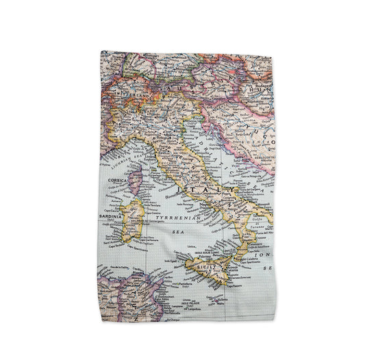 Italy Map Tea Towel | Waffle-Weave Kitchen Towel Gift