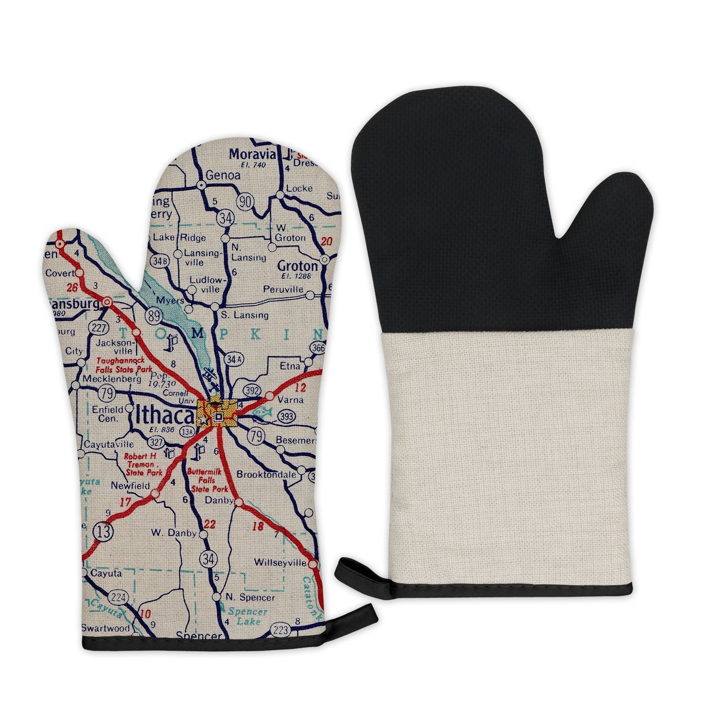 Ithaca, New York Map Oven Mitt | Vintage-Inspired Kitchen Gift