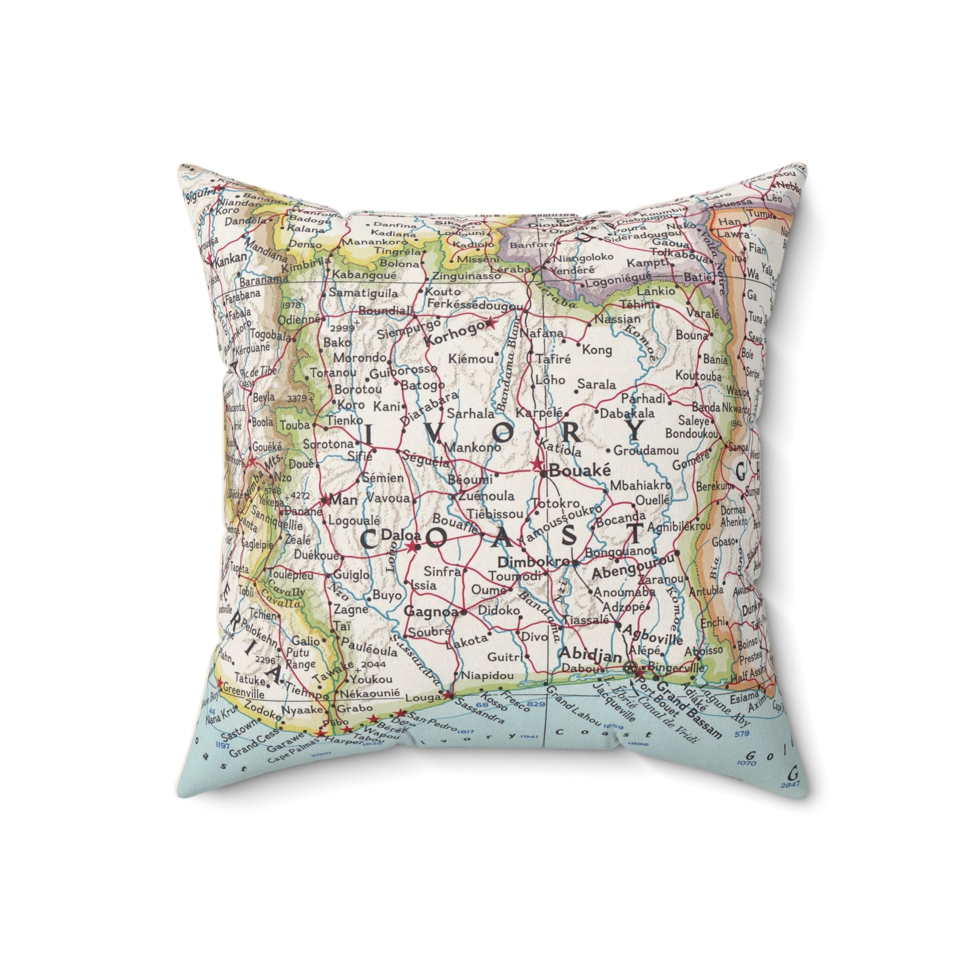 Ivory Coast vintage map pillow