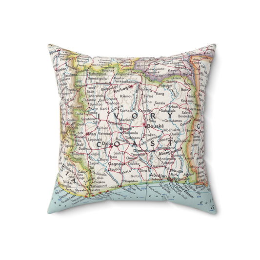 Ivory Coast vintage map pillow