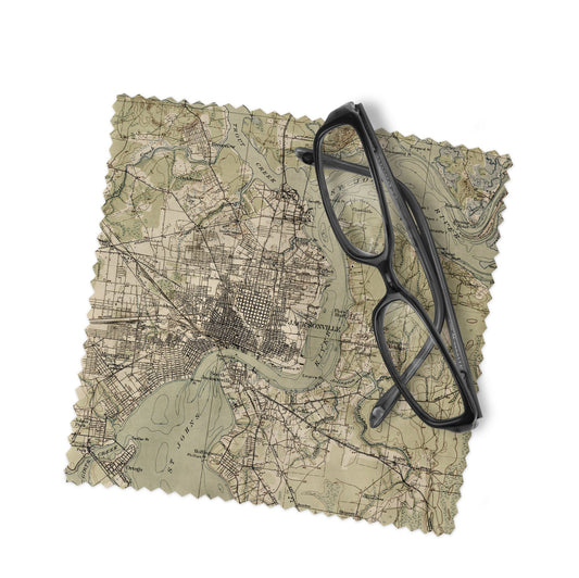 Jacksonville Florida Map Lens Cloth | Jacksonville Microfiber Glasses Cleaner | Travel Gift