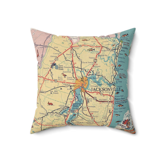 Jacksonville Florida vintage map pillow