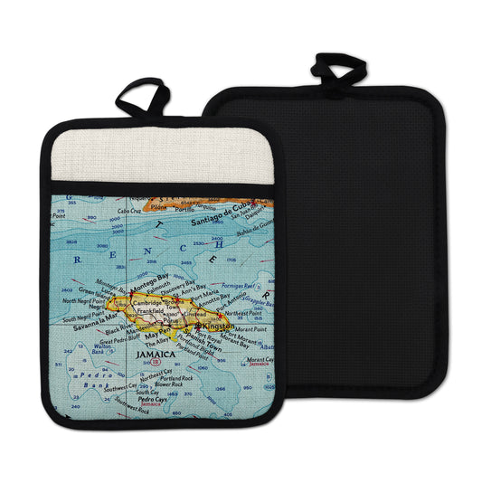 Jamaica vintage map hot pad kitchen decor