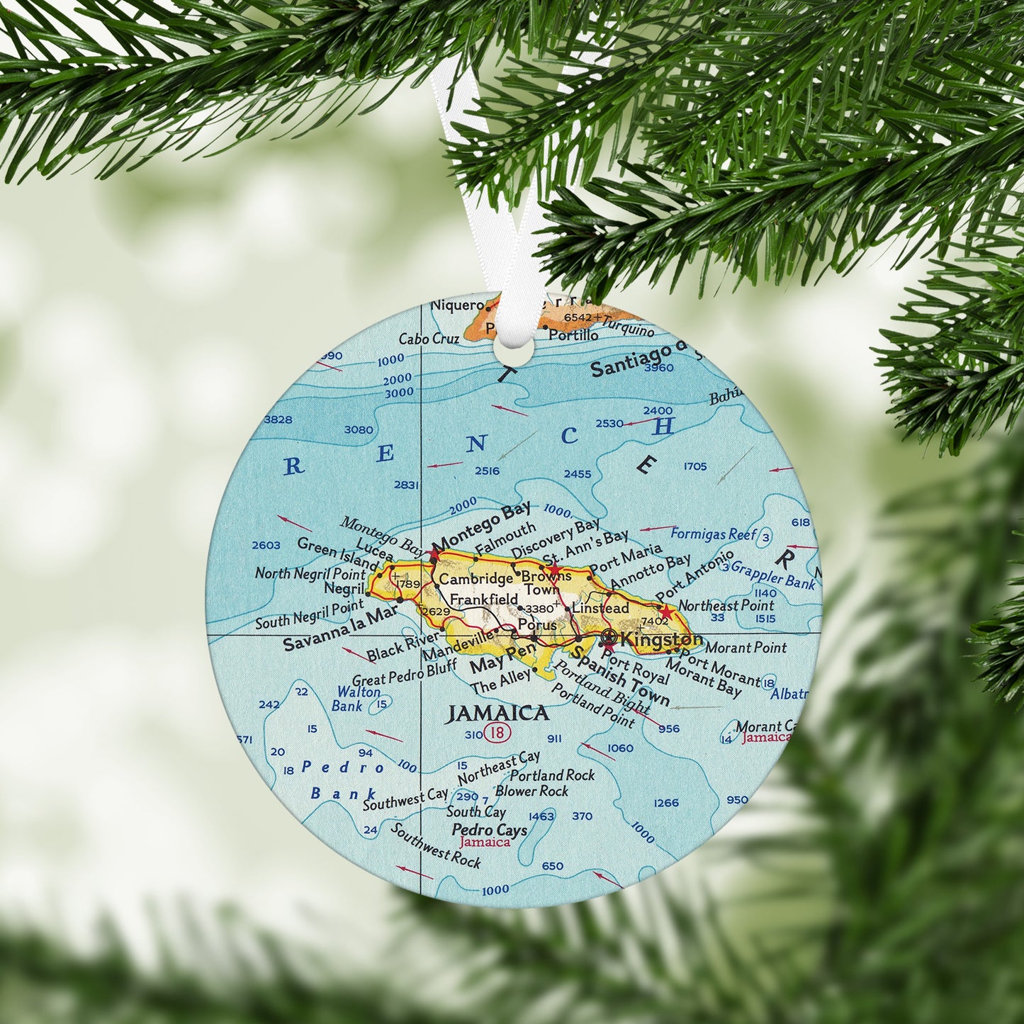 Jamaica Vintage Map Ornament