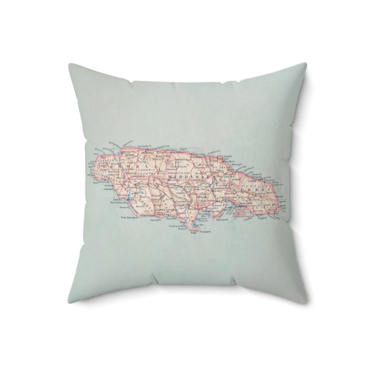 Jamaica vintage map pillow