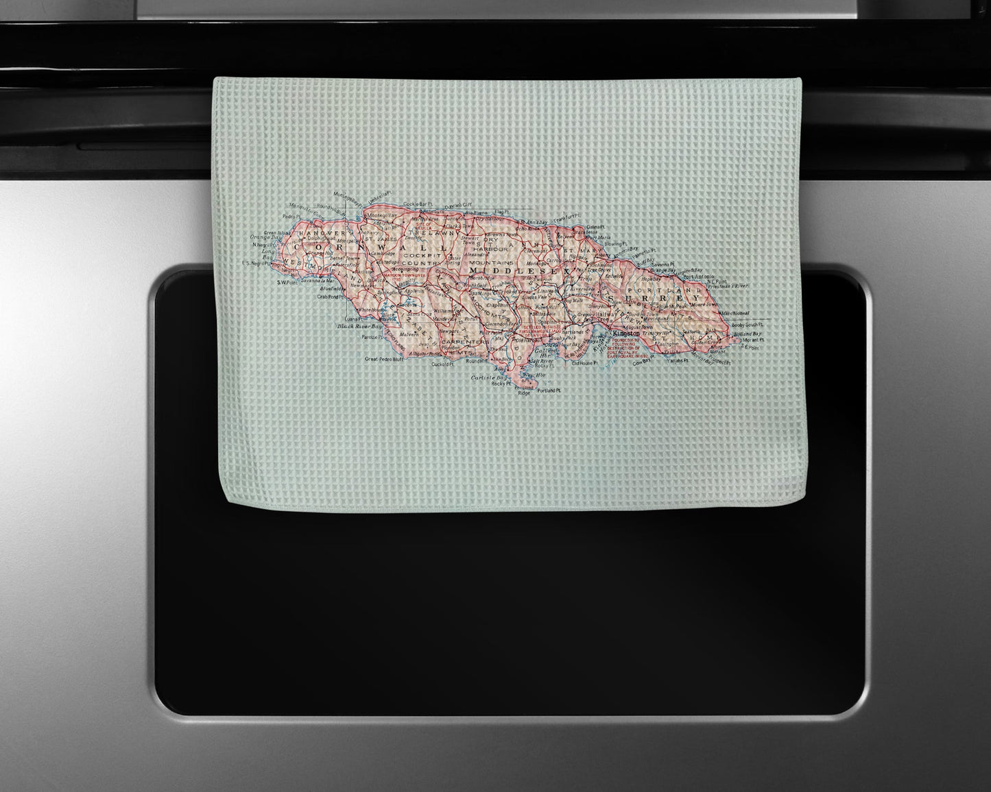 Jamaica Map Tea Towel | Waffle-Weave Kitchen Towel Gift