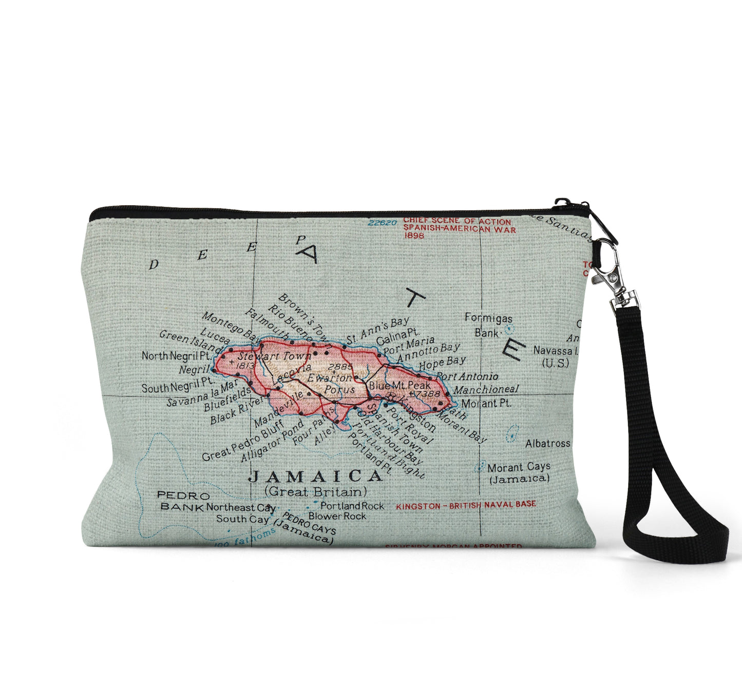 Jamaica map wristlet travel pouch