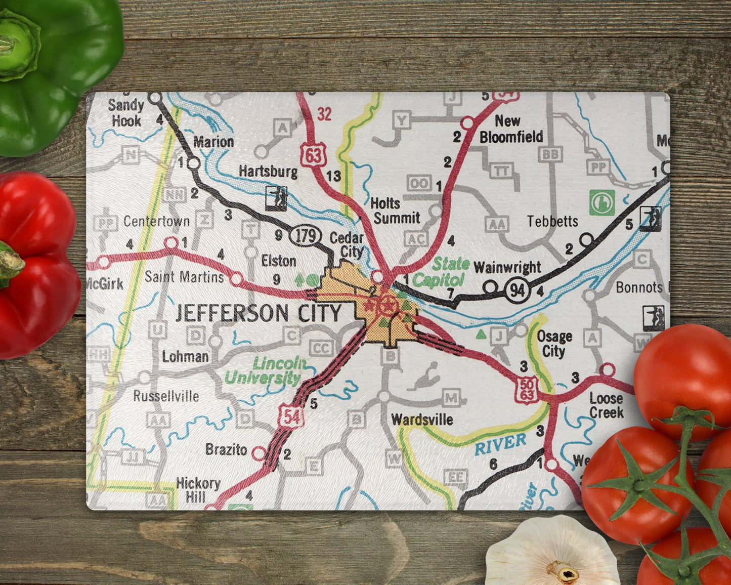 Jefferson City Missouri Map Cutting Board | Travel Gift | Kitchen Decor