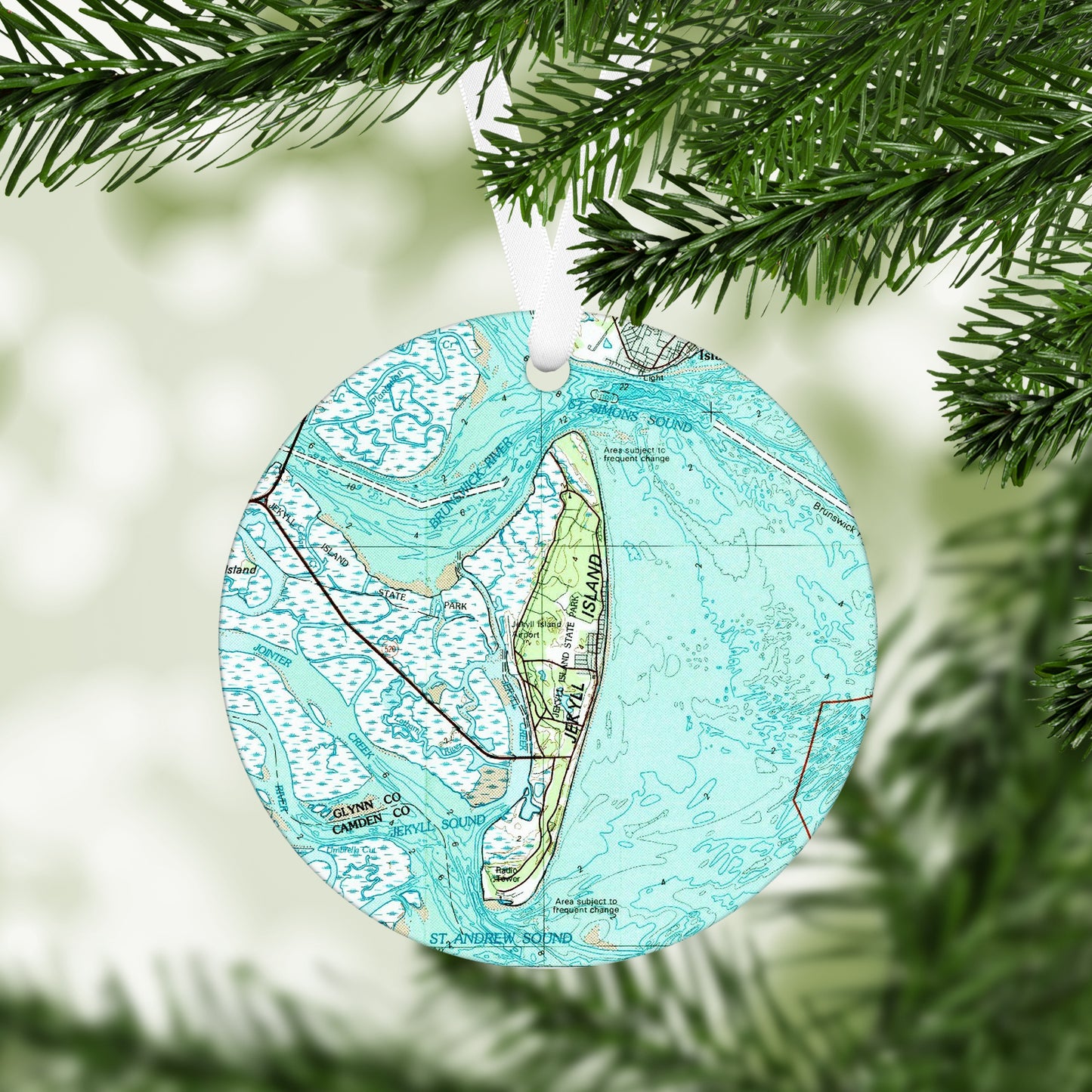Jekyll Island Georgia Vintage Map Ornament