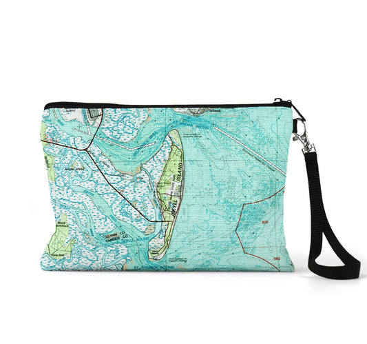Jekyll Island Georgia map wristlet travel pouch