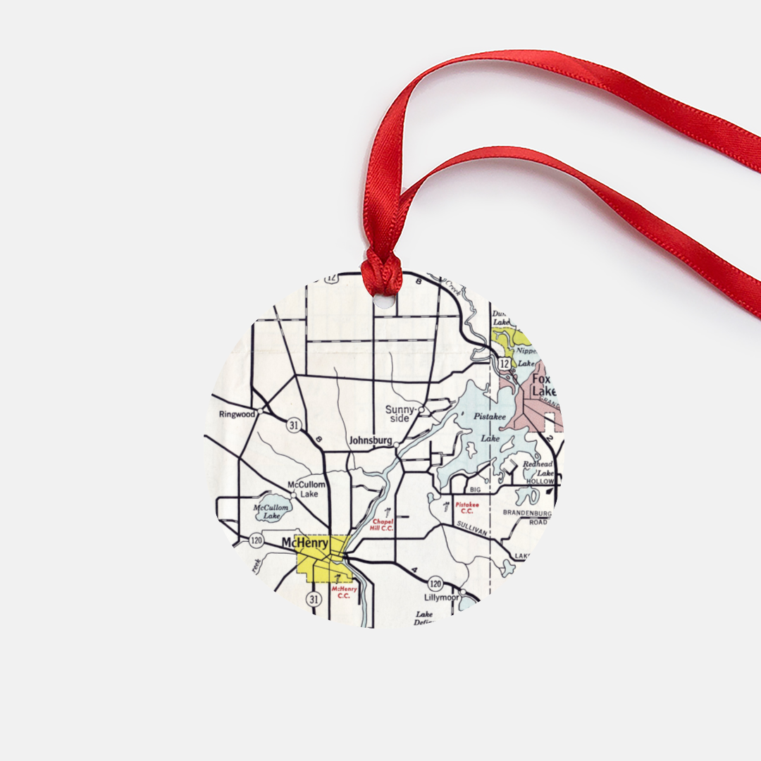 Johnsburg Illinois Vintage Map Ornament