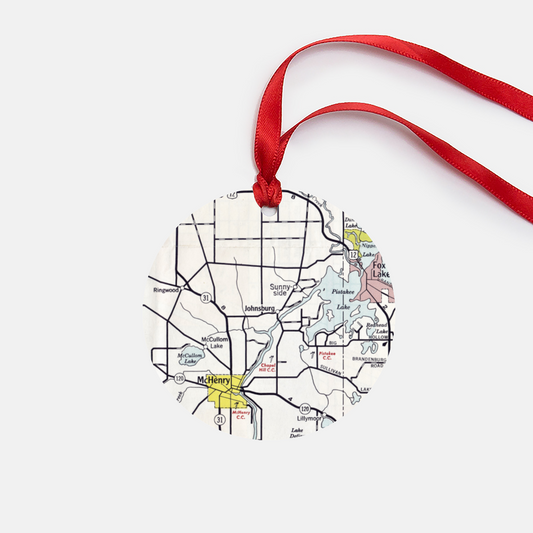 Johnsburg Illinois Vintage Map Ornament