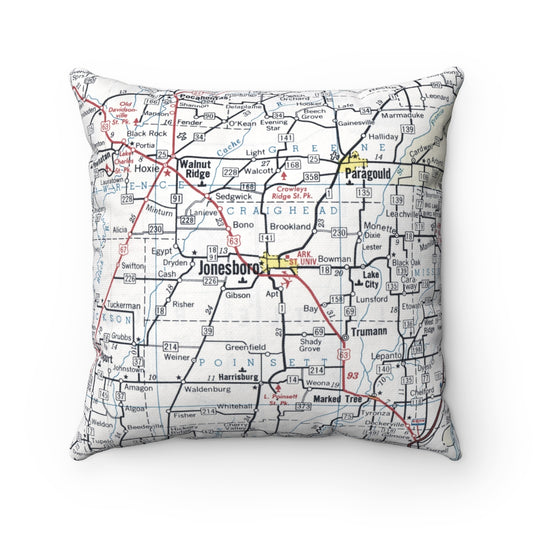 Jonesboro Arkansas vintage map pillow