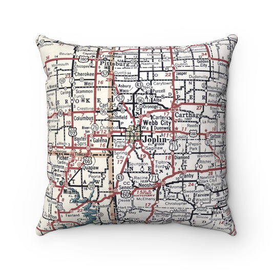 Joplin Missouri vintage map pillow