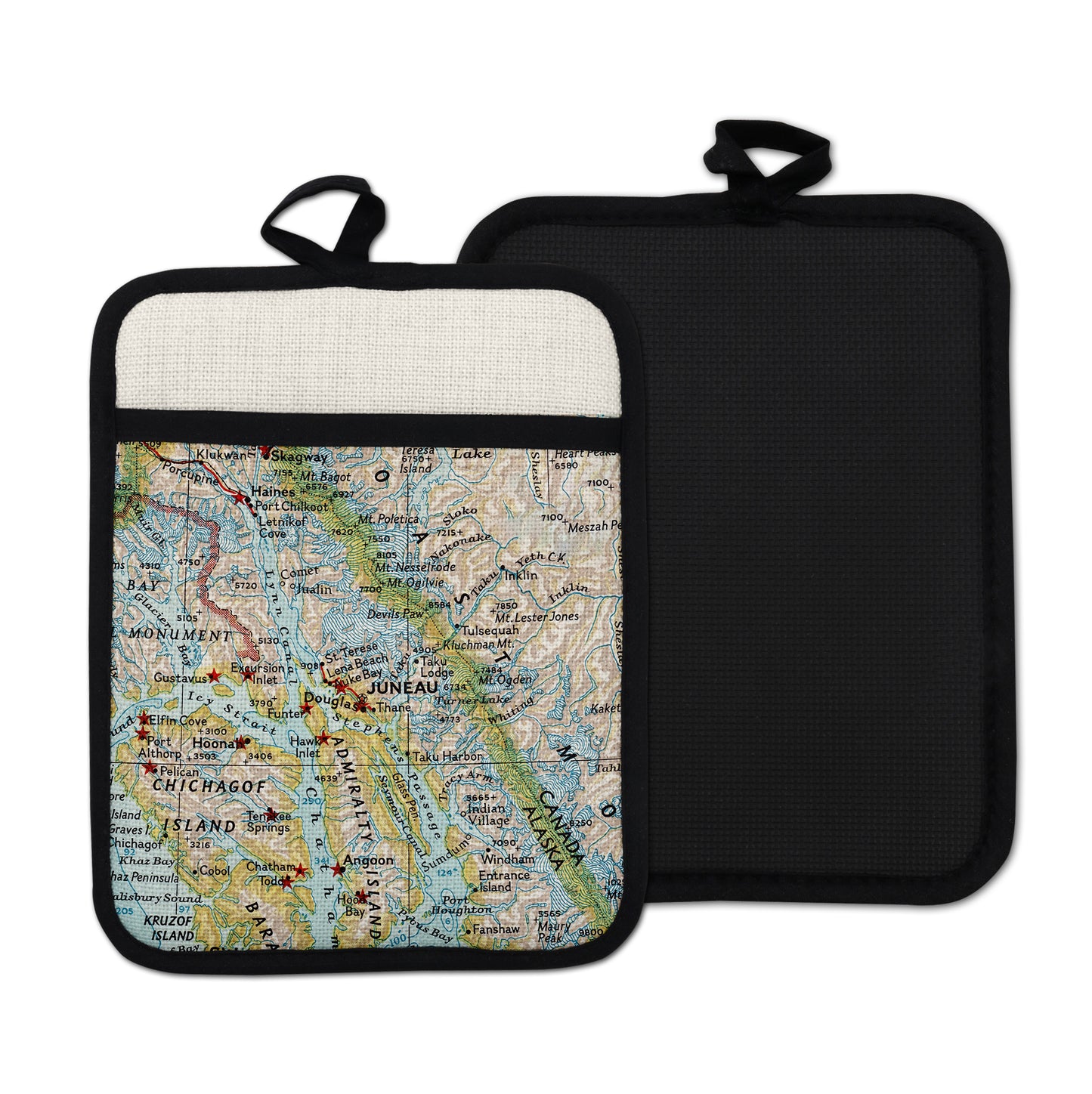 Juneau Alaska vintage map hot pad kitchen decor