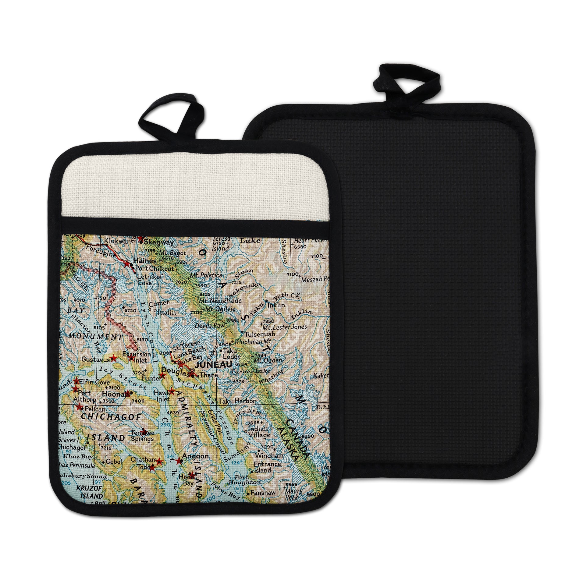 Juneau Alaska vintage map hot pad kitchen decor