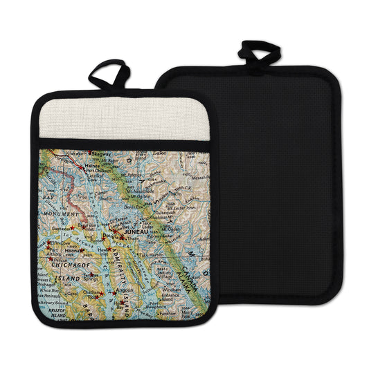 Juneau Alaska vintage map hot pad kitchen decor