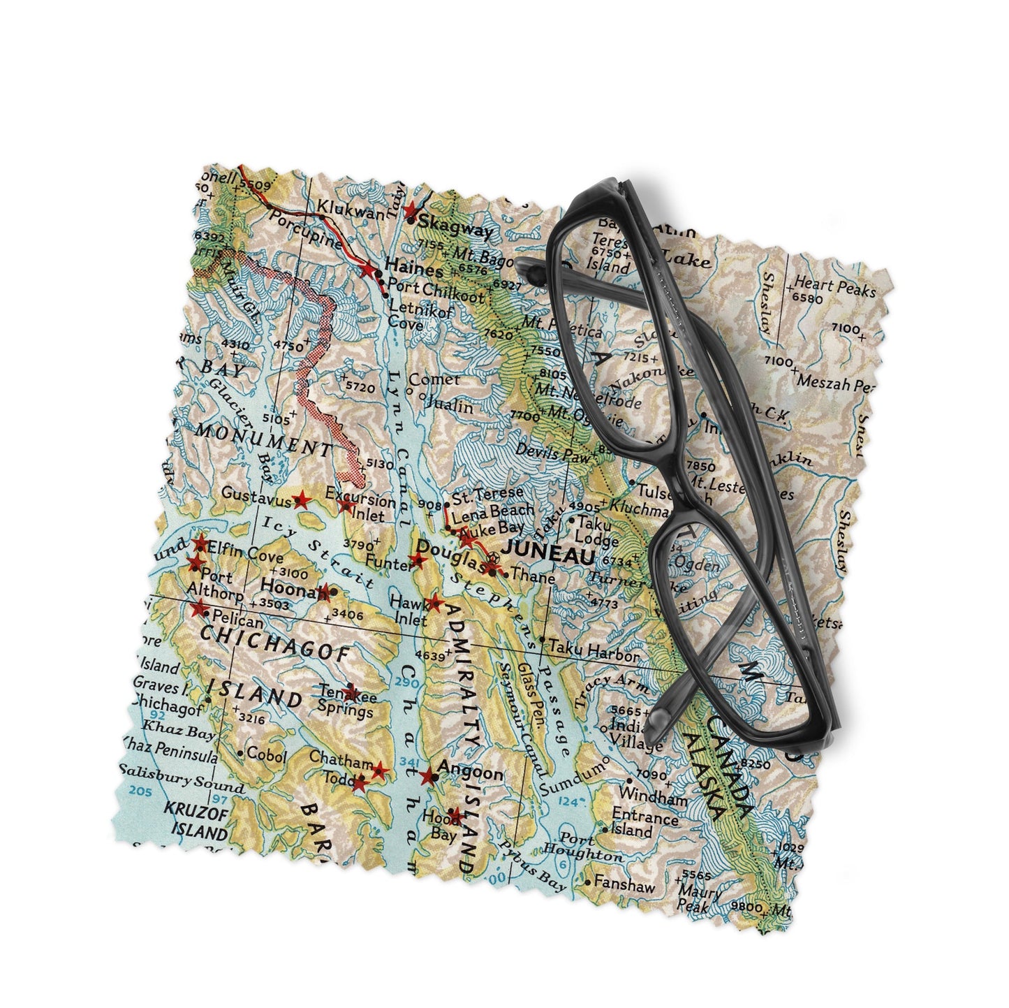 Juneau Alaska Map Lens Cloth | Juneau Microfiber Glasses Cleaner | Travel Gift