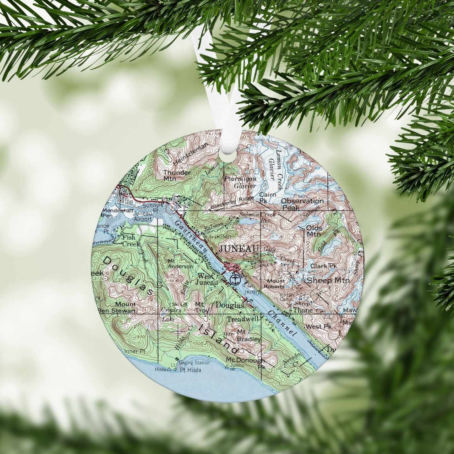 Juneau Alaska Vintage Map Ornament