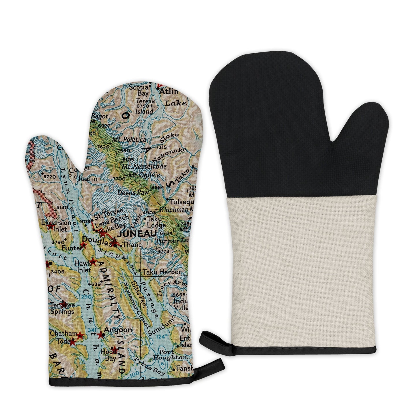 Juneau, Alaska Map Oven Mitt | Vintage-Inspired Kitchen Gift