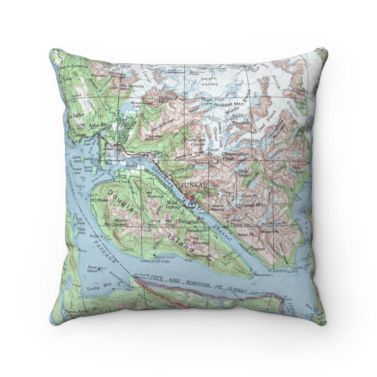 Juneau Alaska vintage map pillow