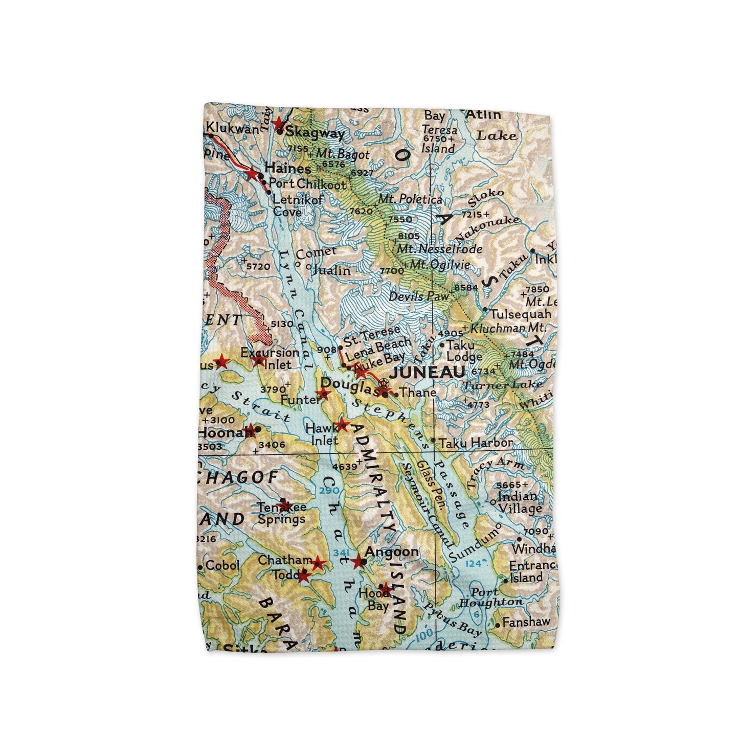 Juneau Alaska Map Tea Towel | Waffle-Weave Kitchen Towel Gift
