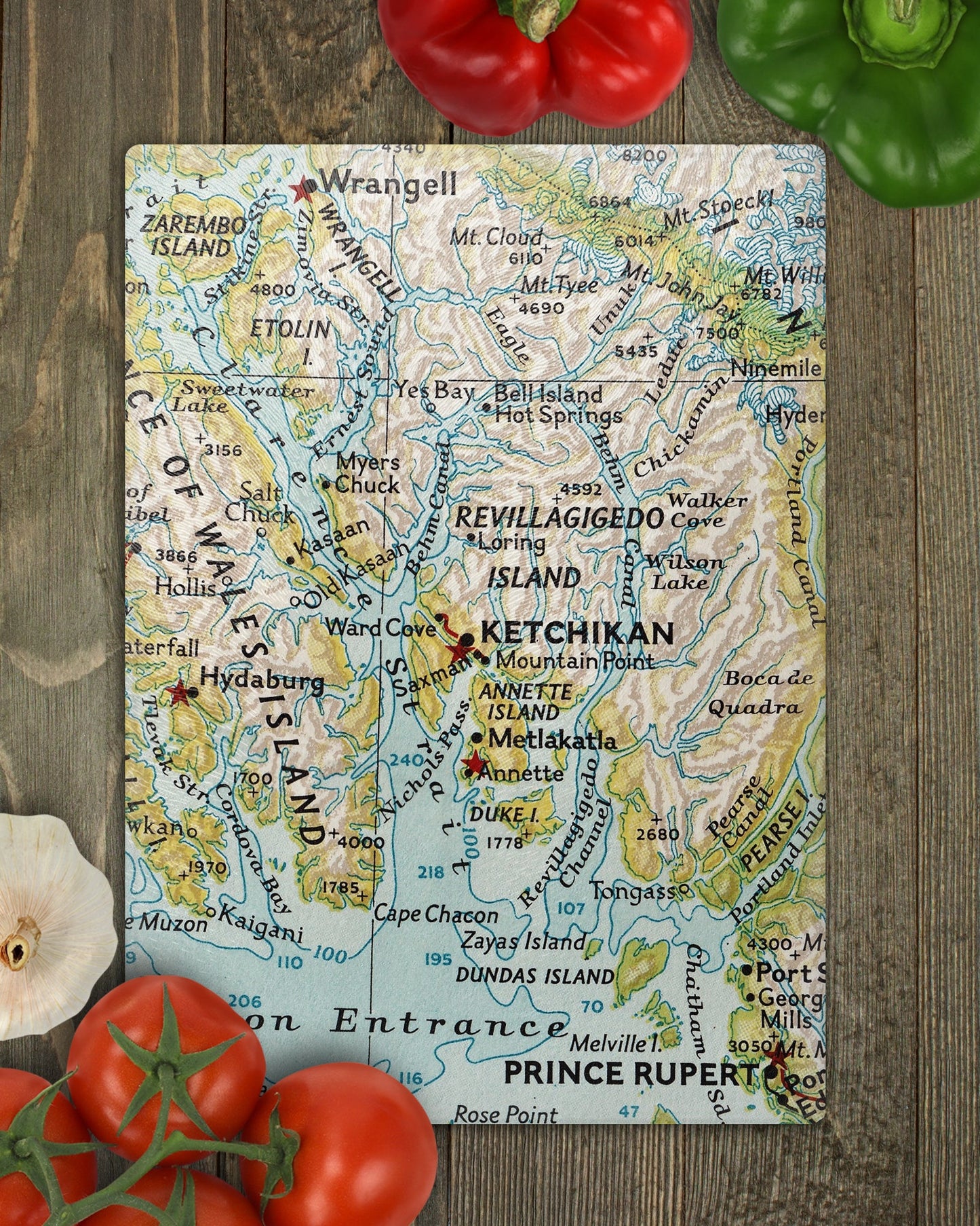 Ketchikan Alaska Map Cutting Board | Travel Gift | Kitchen Decor