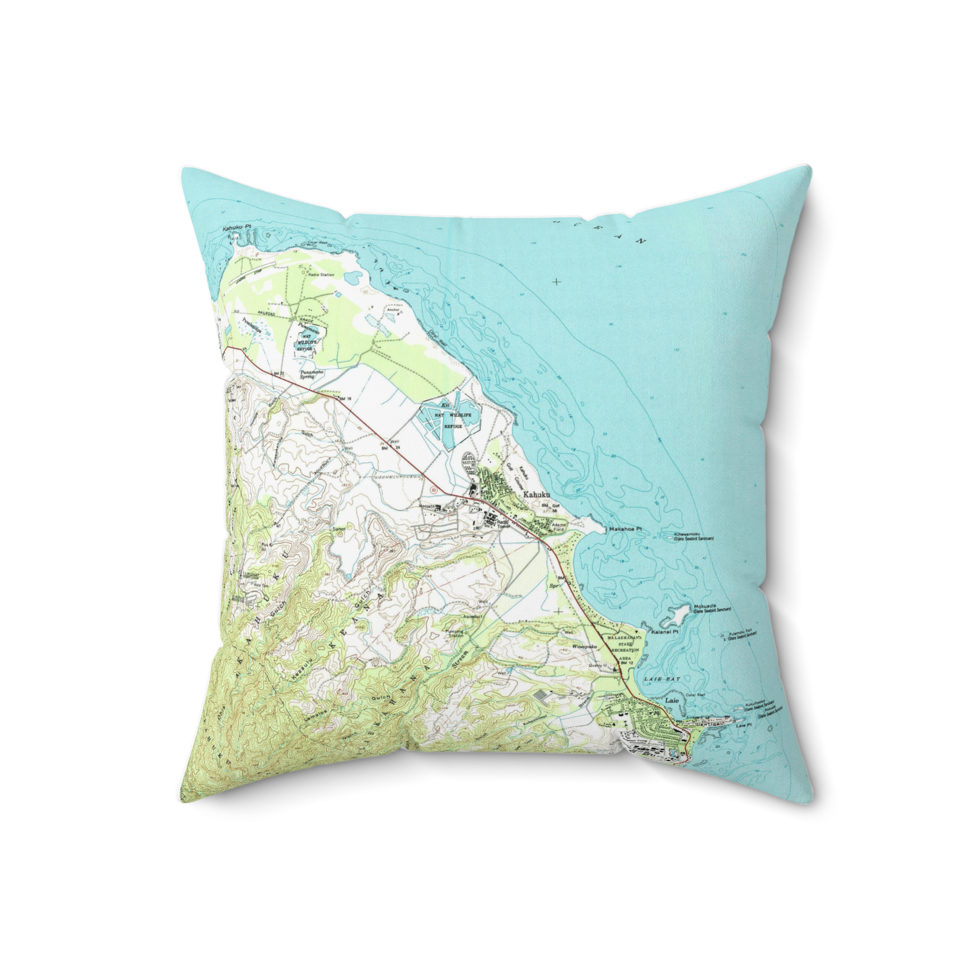 Kahuku Oahu vintage map pillow
