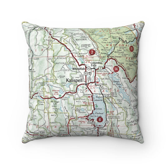Kalispell Montana Vintage Map Pillow