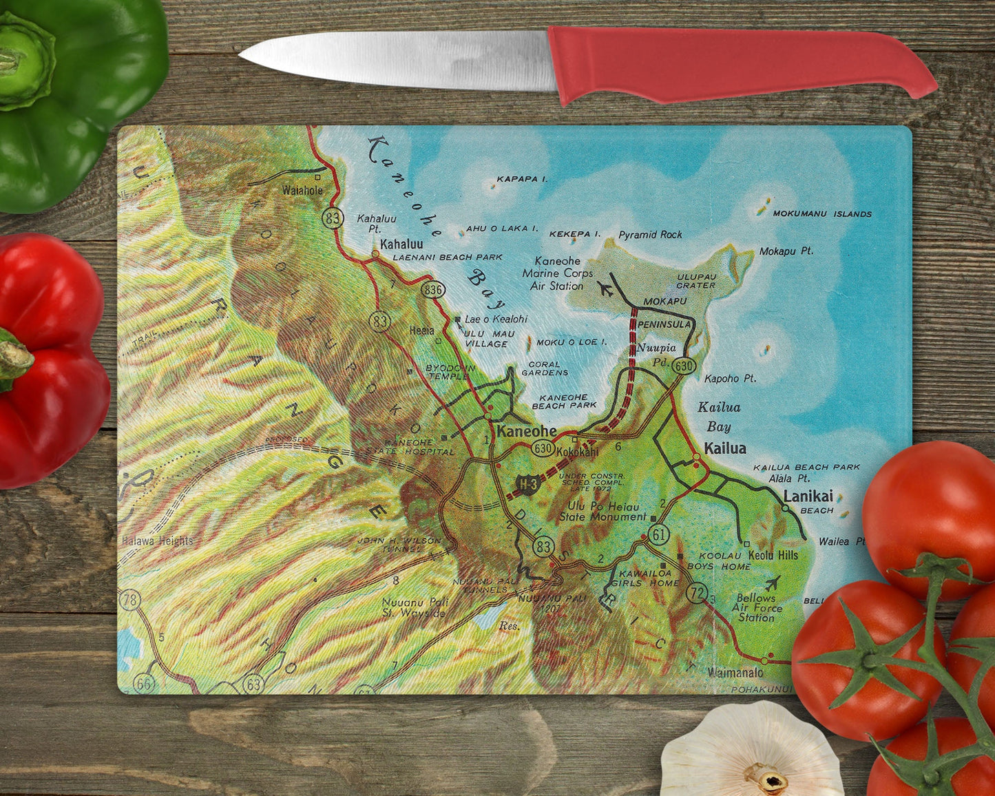 Kaneohe Hawaii Map Cutting Board | Travel Gift | Kitchen Decor
